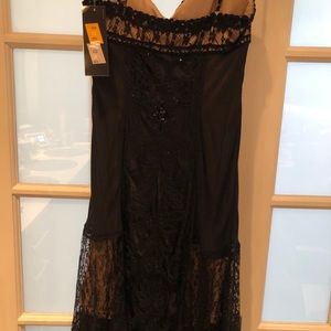 Black lace and silk sleeveless Sue Wong dress